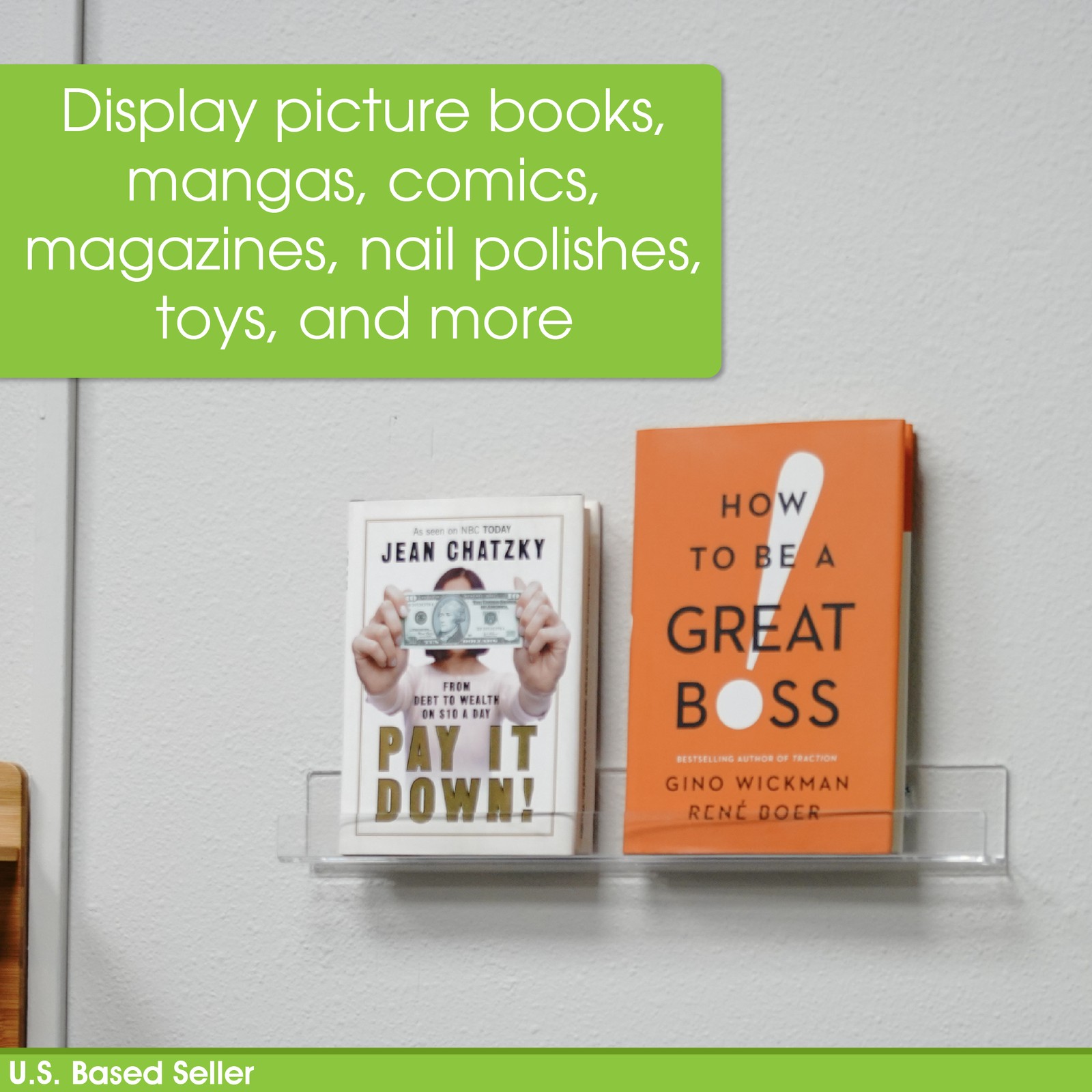 7Penn Floating Book Display Shelves – 6pk 15in Clear Acrylic Shelves for Wall