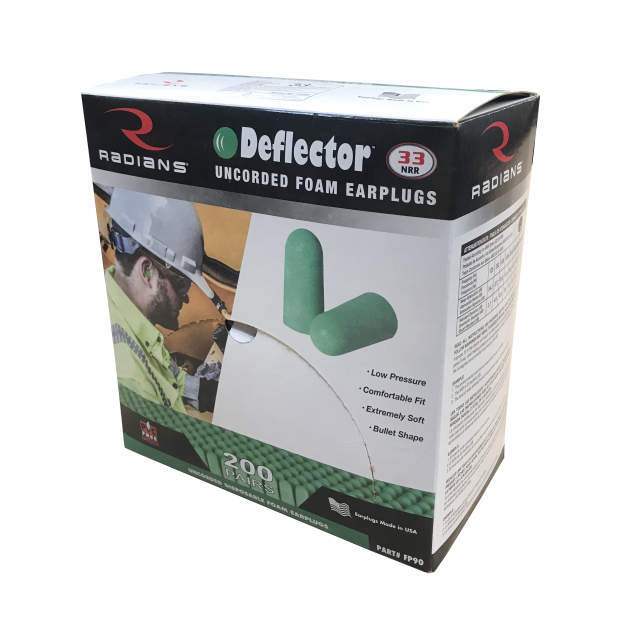 Radians FP90 Deflector Green Earplugs Uncorded NRR33 Select Quantity Pairs