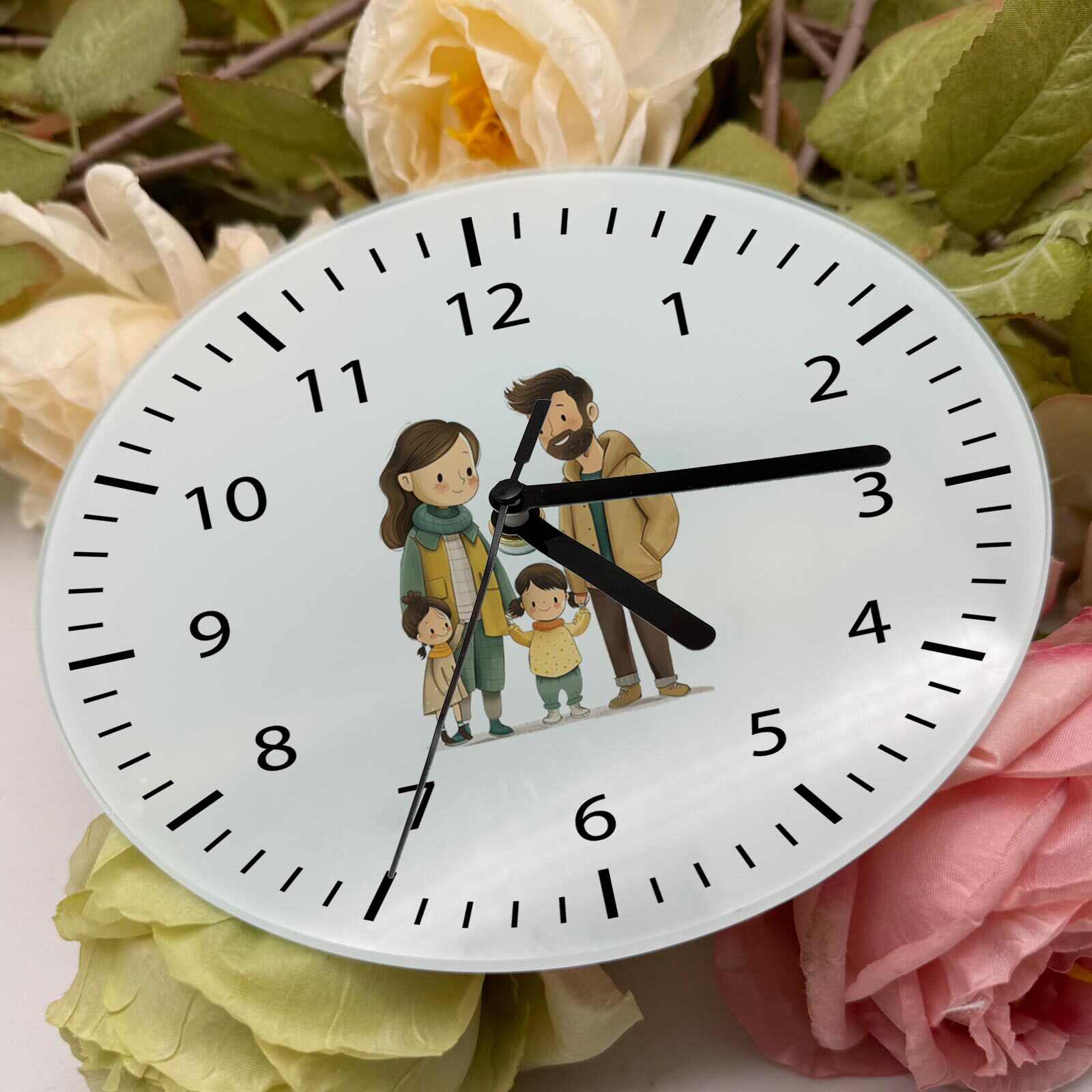 20pcs/pack Sublimation Blank Glass Photo Frame with Glossy Round Clock US Stock