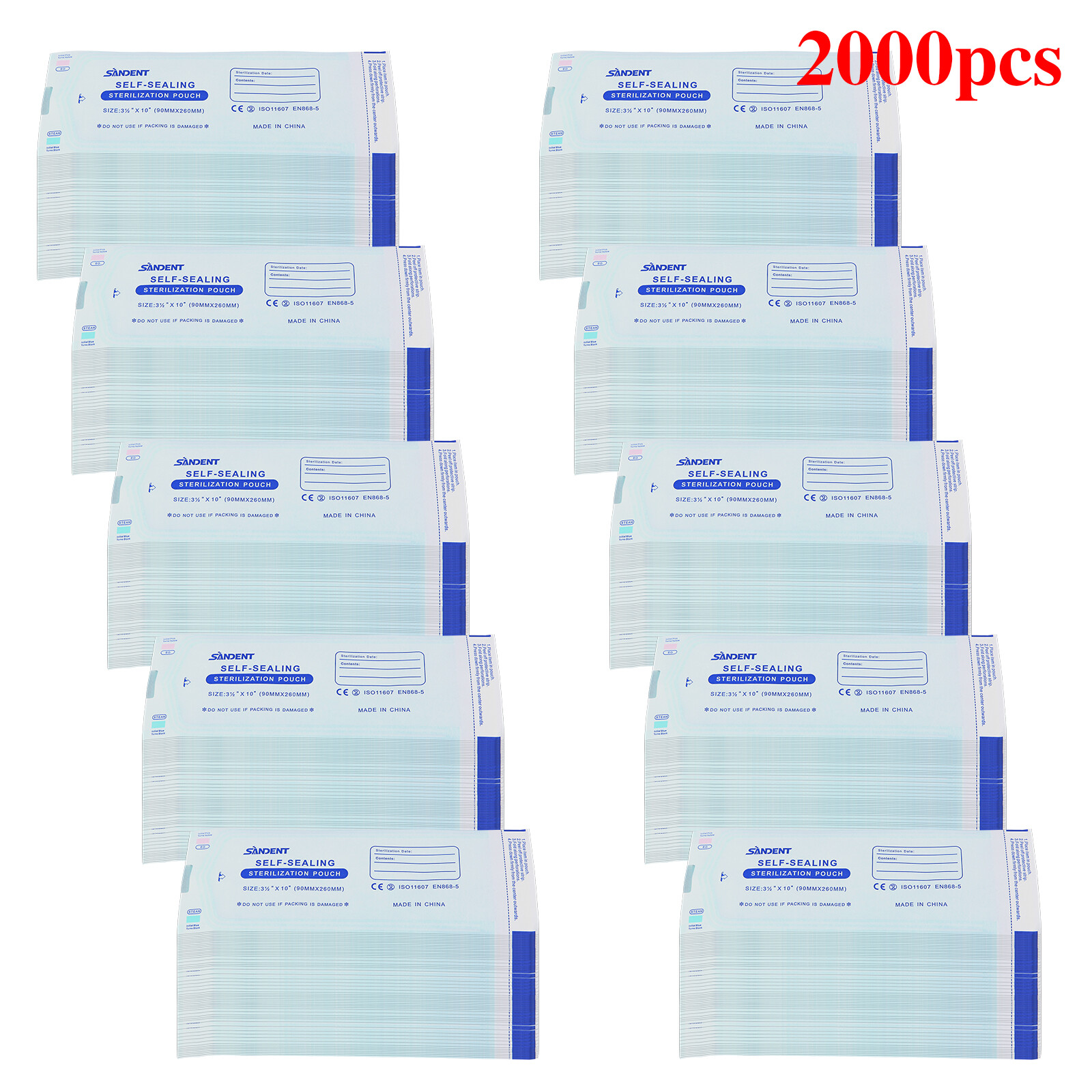 1000 3.5″ x 10″ Dental Sterilization Pouches Sterilizer Autoclave Bags Tool Nail