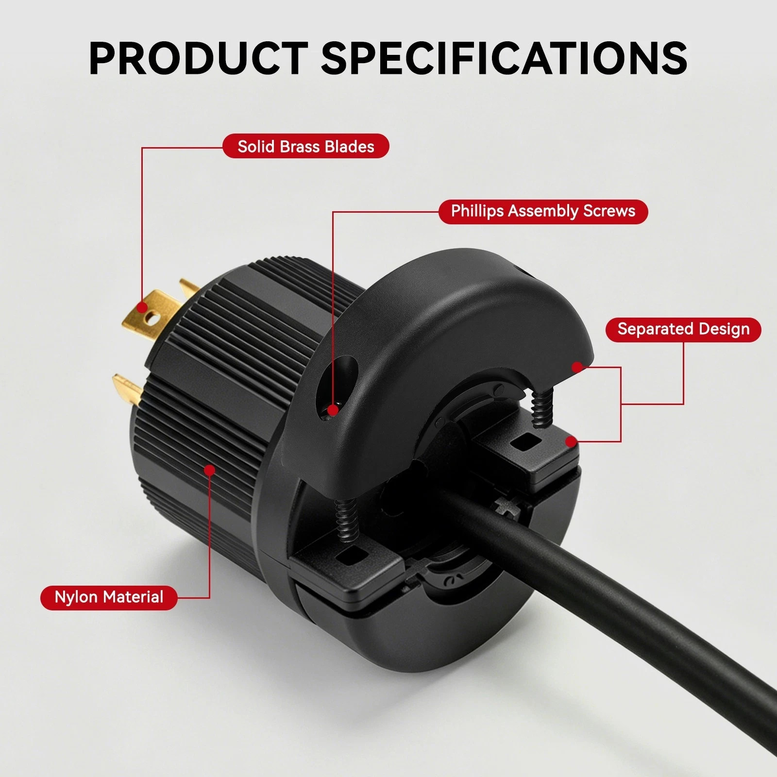 L14-20P Twist Lock Plug for Generator – 20A 125/250V Heavy Duty NEMA Connector