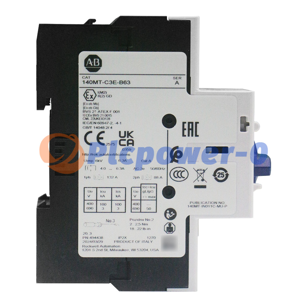 New AB 140MT-C3E-B63 Motor Protection Circuit Breaker Standard Magnetic Trip