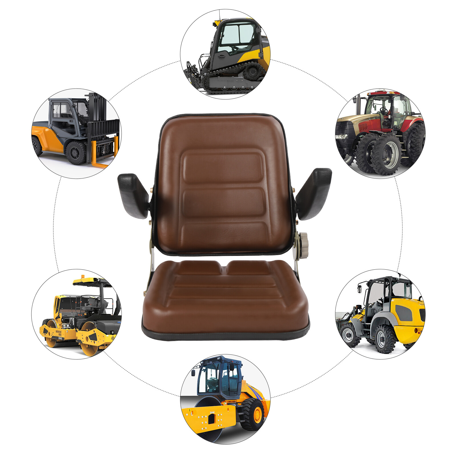 Tractor Forklift Seat SUSPENSION FORKLIFT SEAT with Adjustable Backrest+Armrest