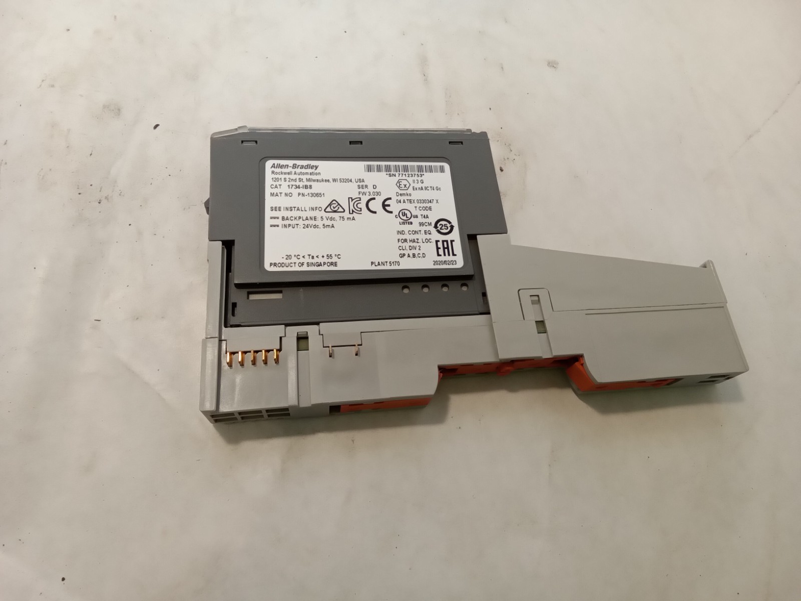 Allen Bradley 1734-IB8 Digital Input Module with 1734-MB 1734-RTB (P11A)