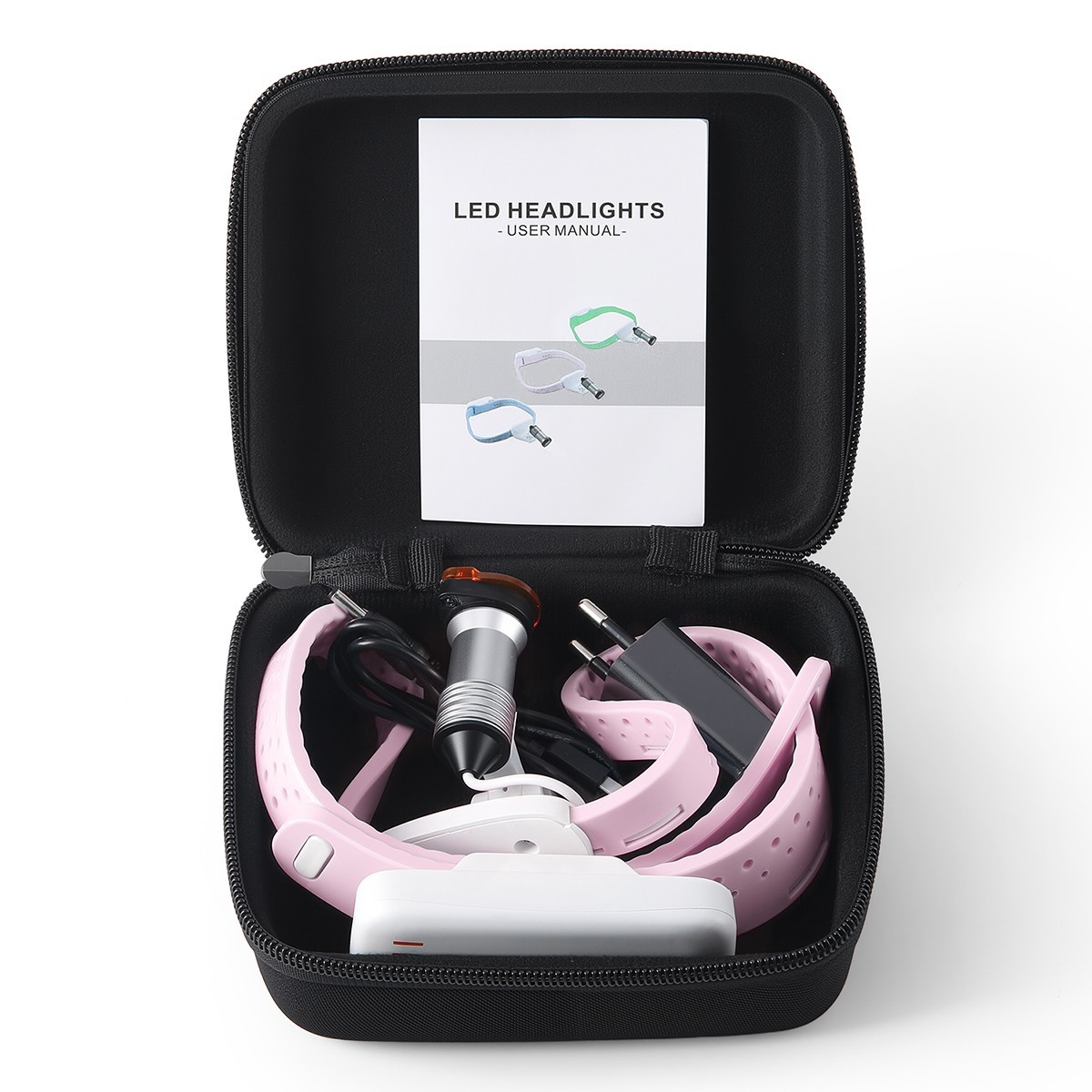 5W Dental LED Surgical Headlight Headband Headlamp Wireless Light Filter Pink