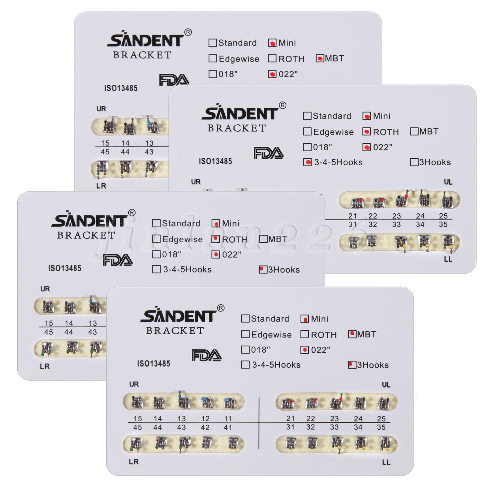 10 Packs Dental Metal Brackets Brace Mini/Standard Roth/MBT Slot.022 3/345 Hooks