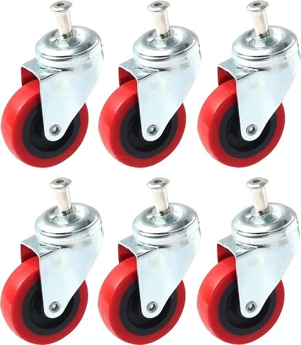 6 Pack Heavy-Duty 2.5″ Swivel Caster Wheel Creeper Service Cart Stool Post Mount