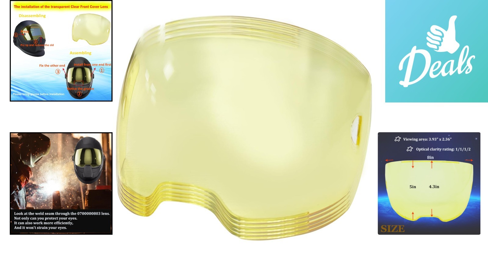 High Clarity Lens Replacement for ESAB Sentinel A50 – 5 Pack for Clear Vision