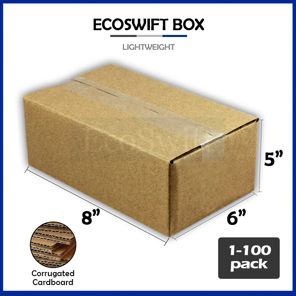 1-100 8x6x5 “EcoSwift” Cardboard Packing Mailing Shipping Corrugated Box Cartons