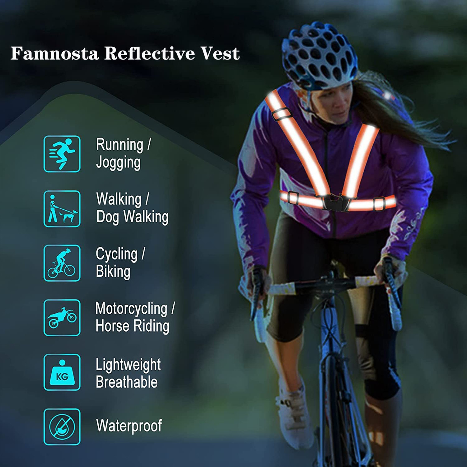 2PCS Safety Vest with High Visibility Reflective Belt Stripe Security Adjustable
