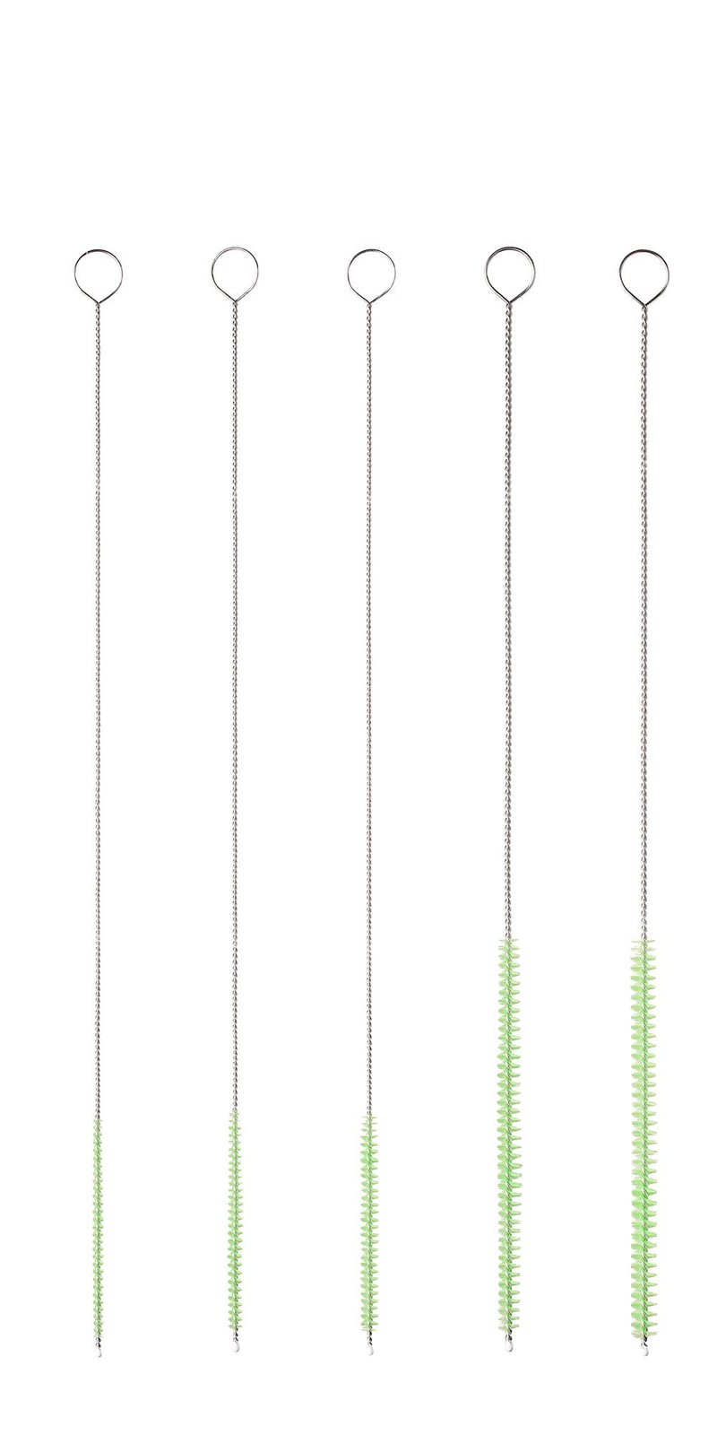 10″ Tube Cleaning Brush Set, 5 Pack Small 5 (2mm 3mm 4mm 5mm 6mm), Green