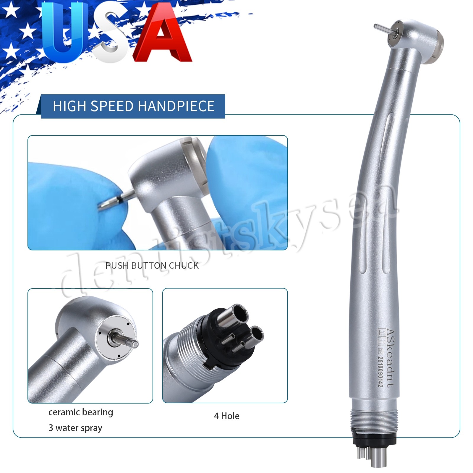 Dental Turbine High Speed Handpiece 4 Holes Standard Head fit NSK Y1BA2