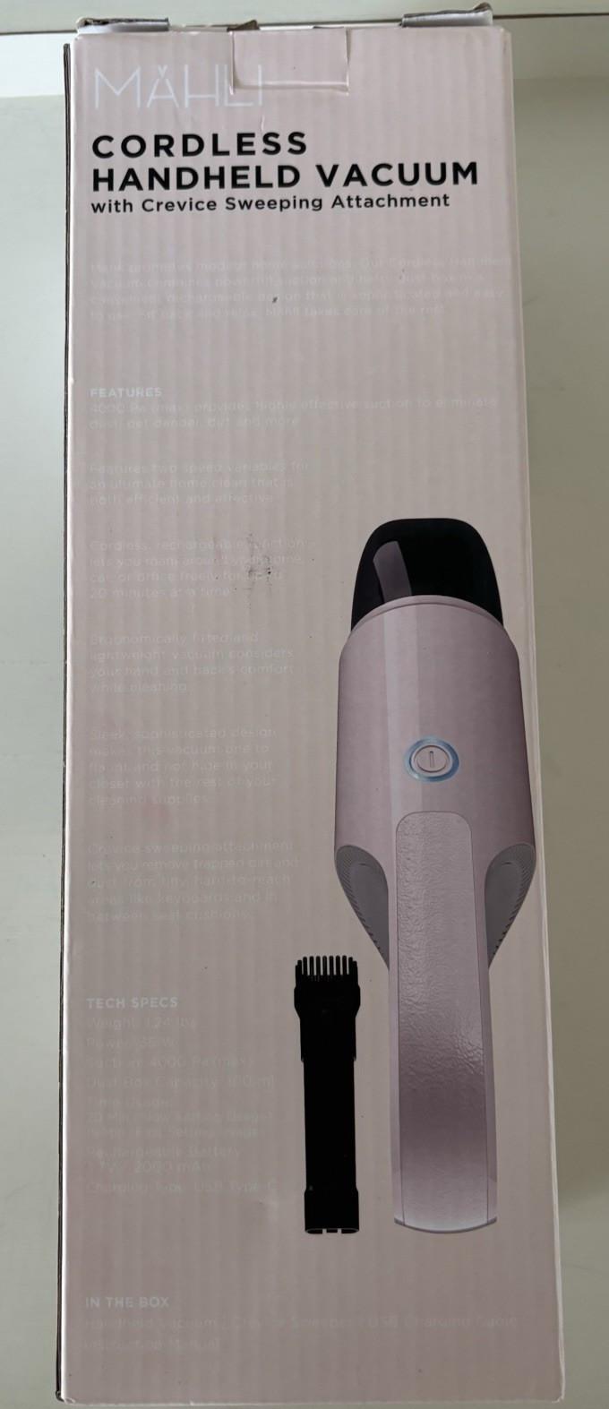 MÄHL MVAC1001BH Cordless Bagless Vacuum 400ml Washable Filter USB Tools