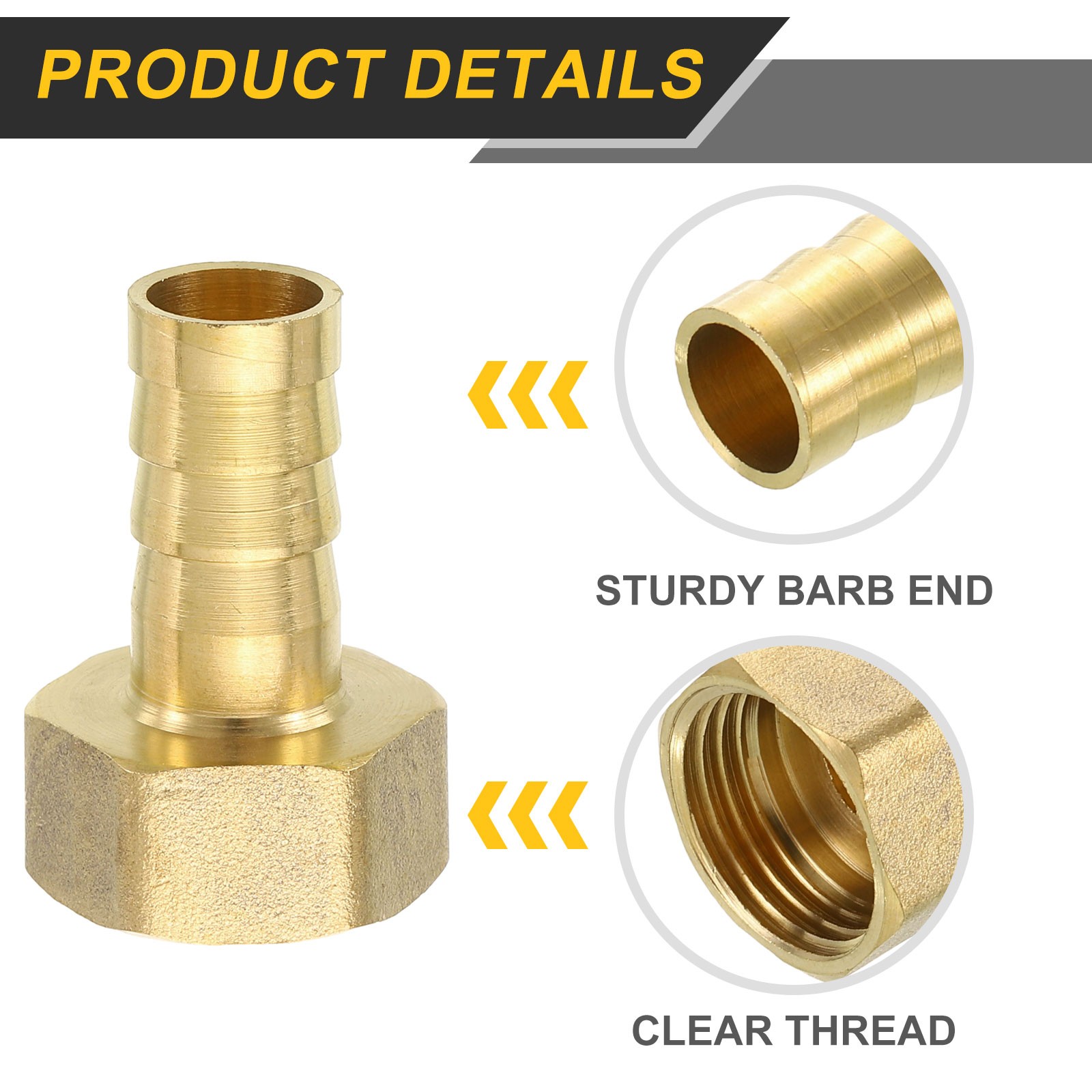 2Pcs Brass Hose Barb Fittings 1/2″ Barb x G1/2 Female Thread Hose Connector