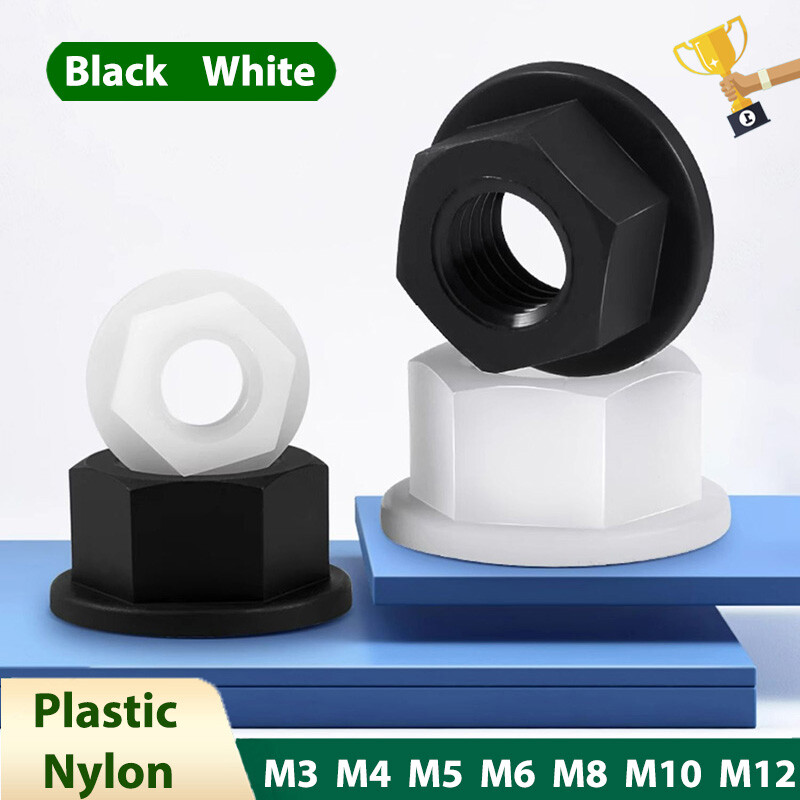 Plastic Flange Nut Nylon Hex Nuts Anti-Slip Metric M3 M4 M5 M6 M8 M10 M12