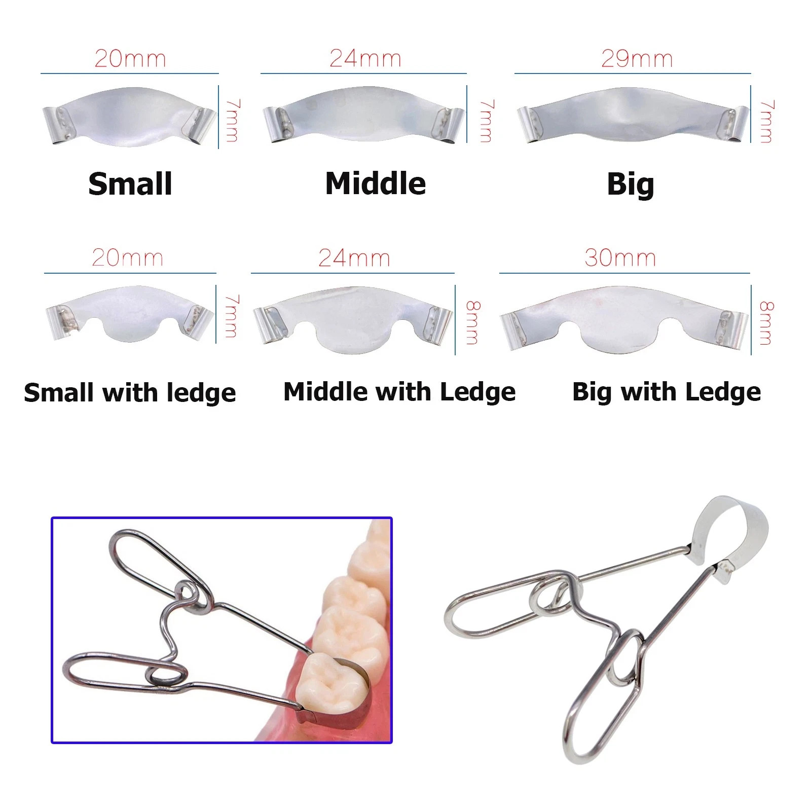 20Pcs/Pack Dental Saddle Contoured Metal Matrices Matrix Band/Springclip