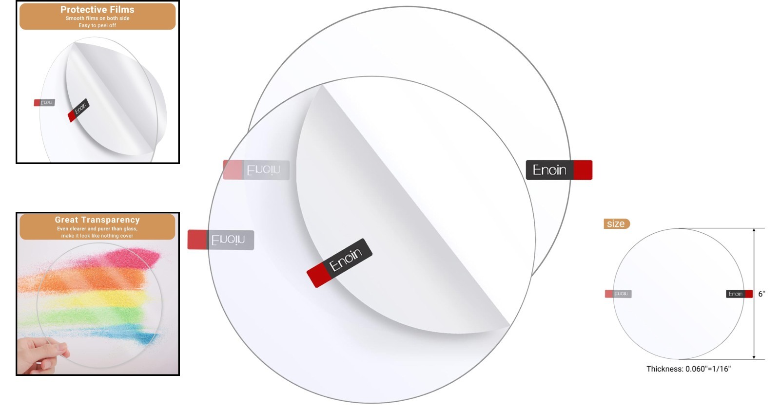 High Clarity 6″ Round Plexiglass Sheets – Perfect for Art Crafts & Frames