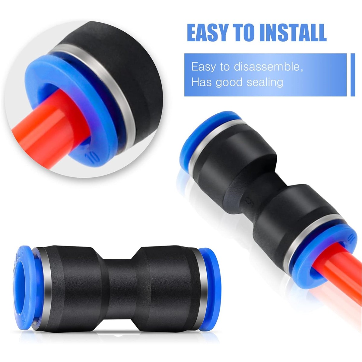50PCS Air Line Fittings Straight Push Quick Release Connect Pneumatic Connectors