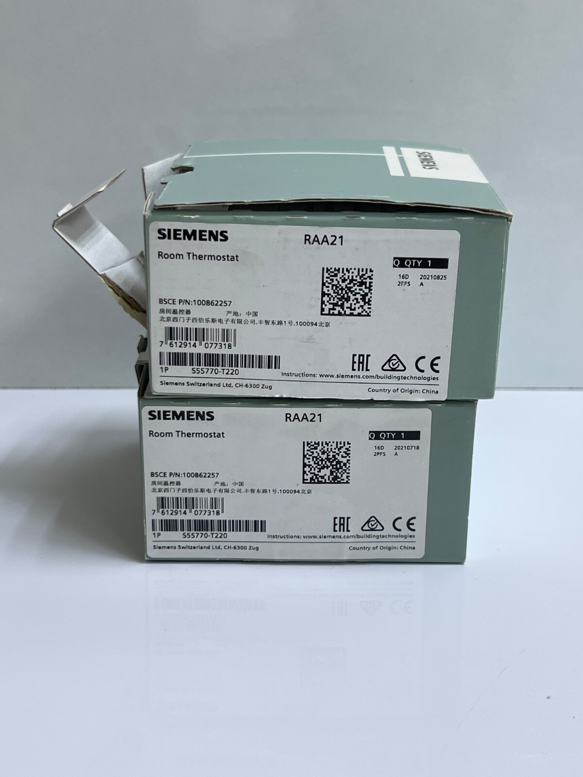(LOT 2 PCS) SIEMENS RAA21 ROOM THERMOSTAT