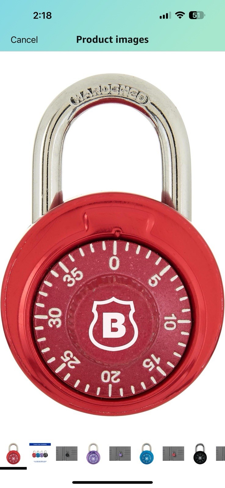 Brinks Dial Combination Padlock Red 50mm 164-49002 NEW Sealed 4,000 Lb Cut Rest.