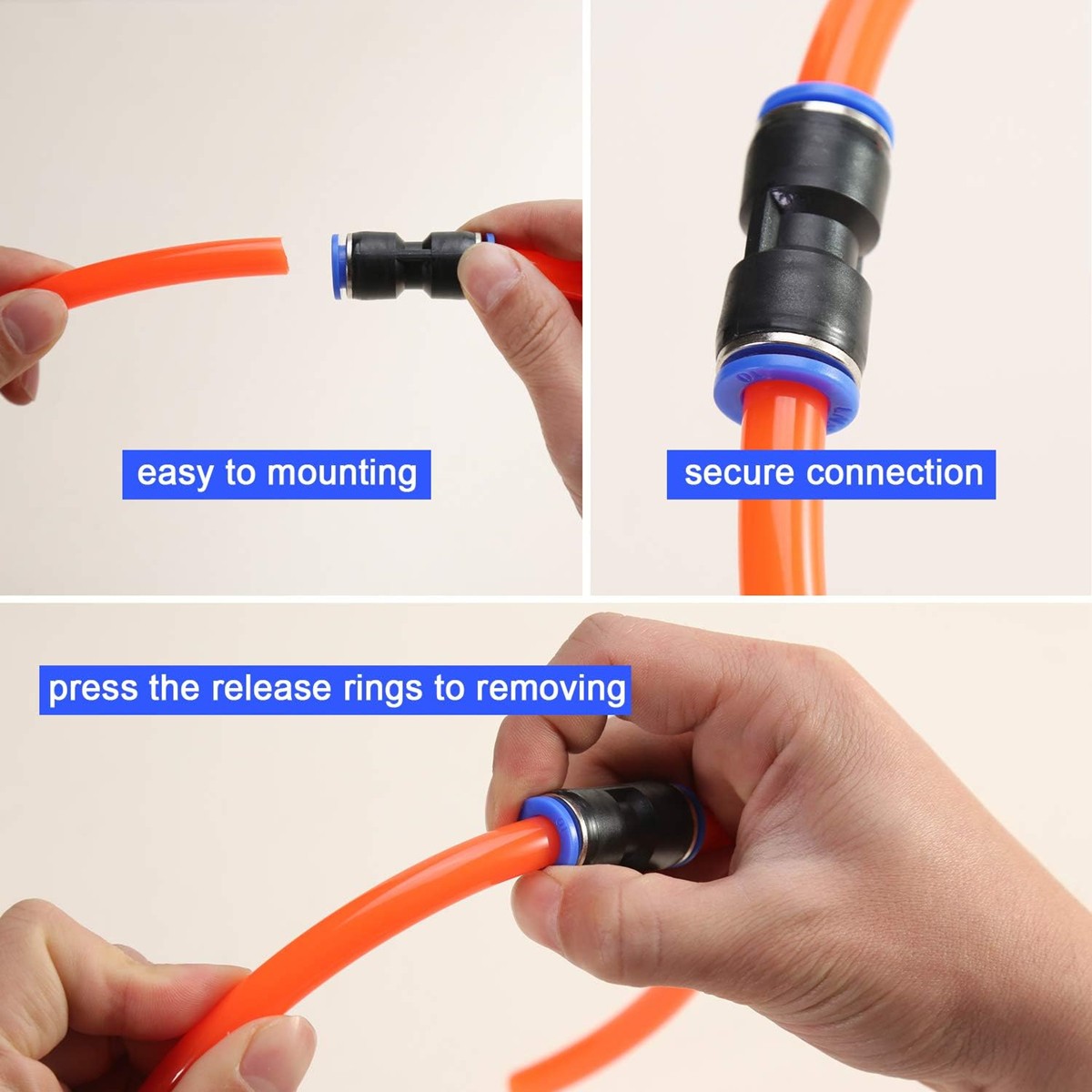 50PCS Air Line Fittings Straight Push Quick Release Connect Pneumatic Connectors
