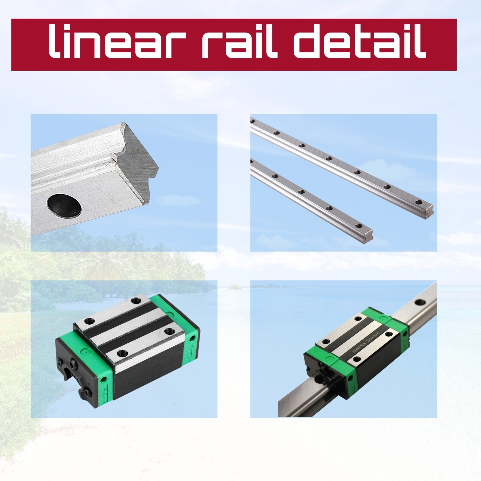 2PCS HGR15/HGR20/25 15mm 20mm Linear Rail Guide+4PCS HGH15CA / HGH20CA Block CNC