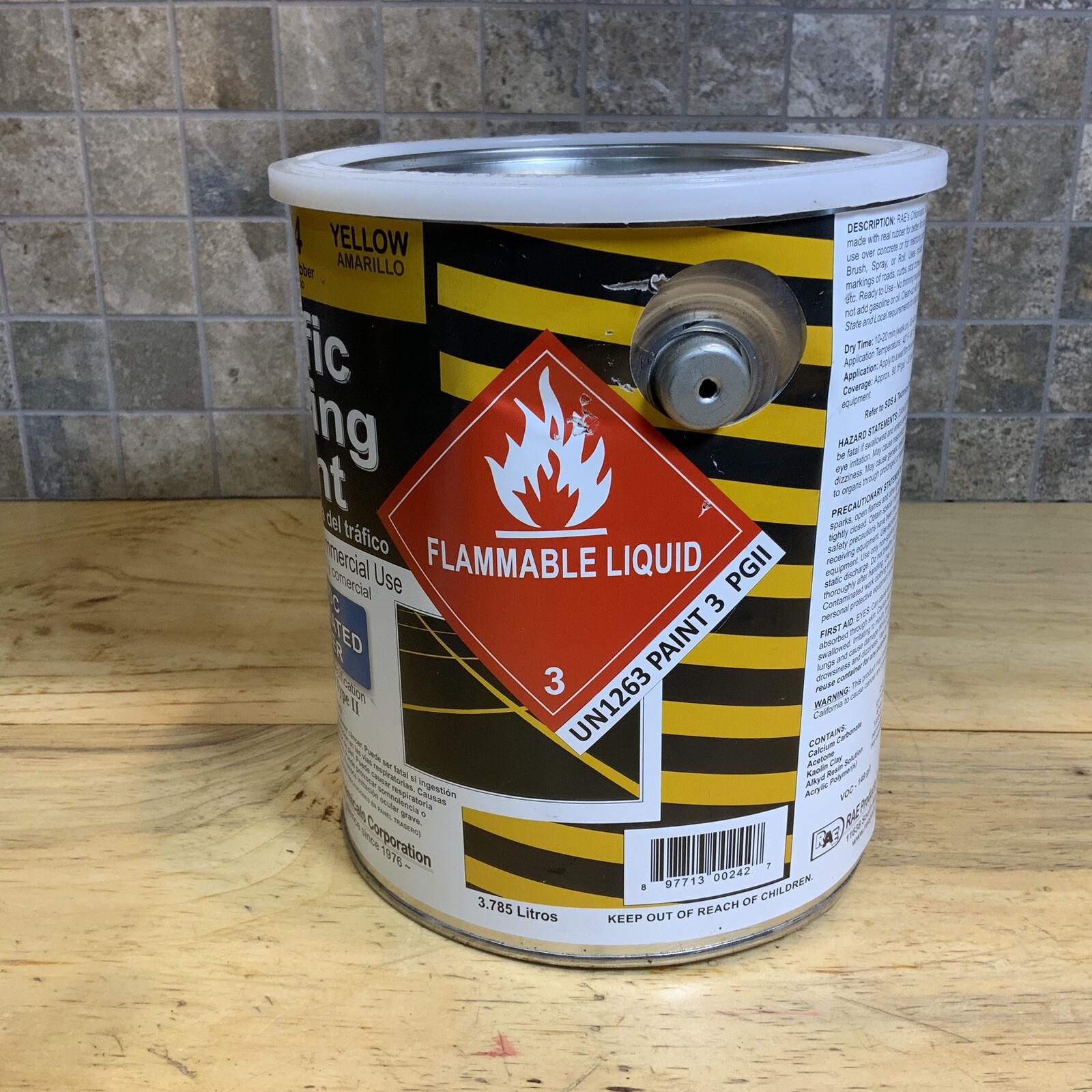 Rae 7494-01 Traffic Zone Marking Paint, 1 Gal, Yellow, Chlorinated Solvent