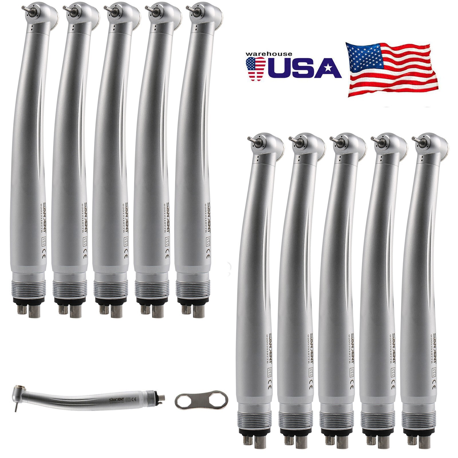 10 SANDENT NSK Style Dental High Speed Handpiece Push Button 4 Hole Pana Max ST4