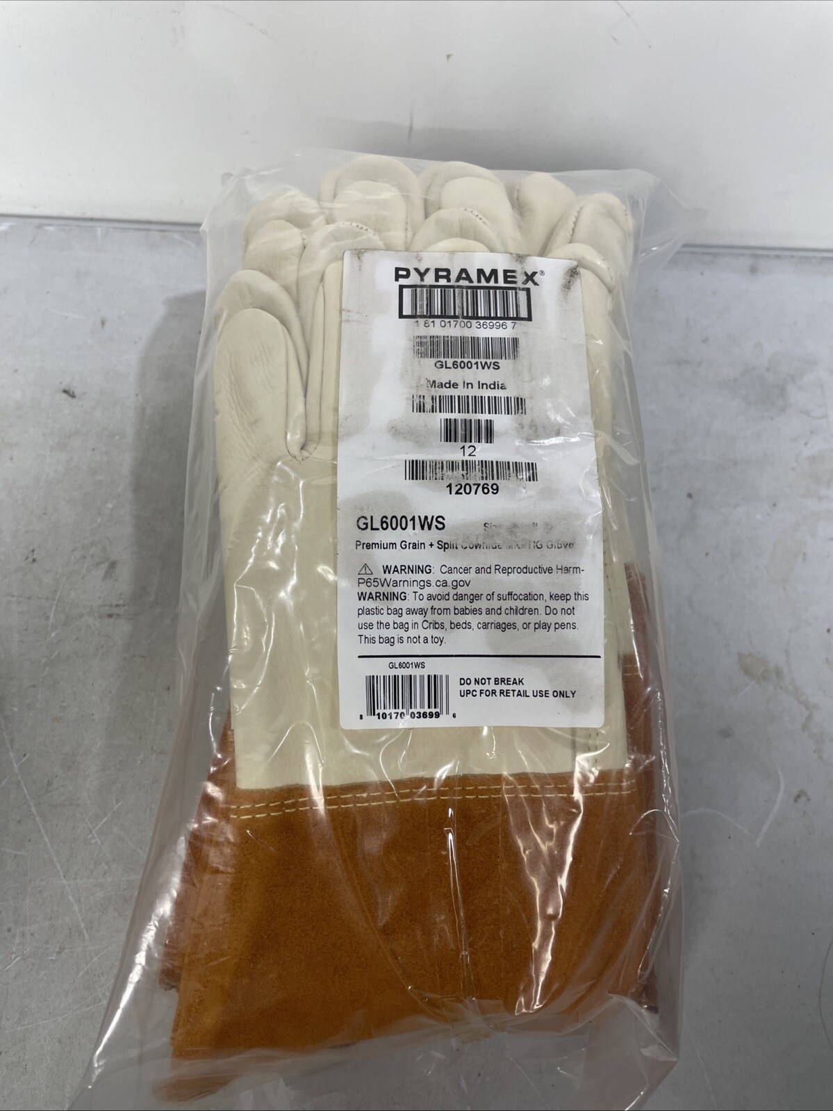 Pyramex GL6001WS Mig/Tig Cow Welding S Small Pack Of 12 Pair