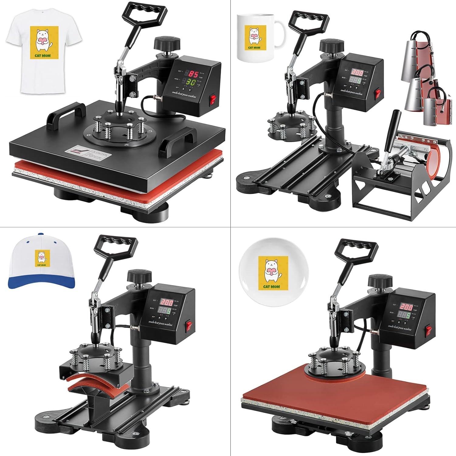 8 IN 1 Combo T-Shirt Heat Press 15″x15″ Transfer Machine Sublimation Swing Away