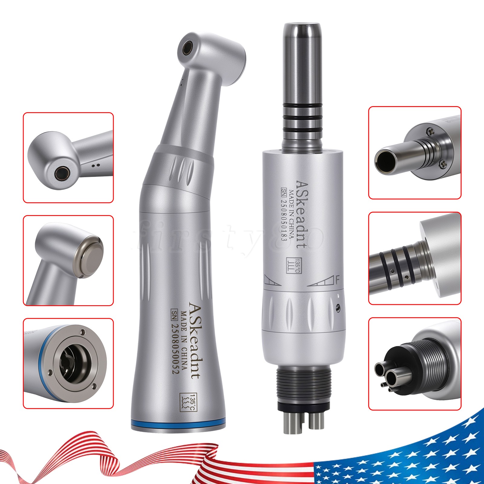 Dental Slow Low Speed Handpiece Push Contra Angle/Air Motor NSK Style 2/4 Holes