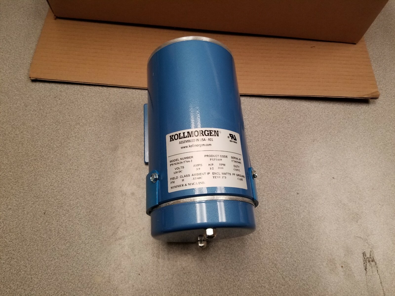 Kollmorgen Servo Motor PWM3624-5764-2 1/2 hp 130 DC volts 3000 rpm