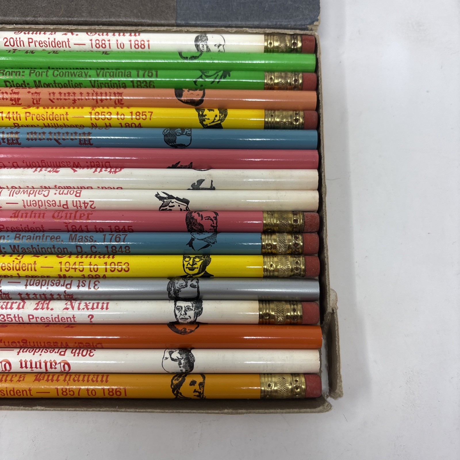 Blue Bonnet Set of 34 US United States PRESIDENTS PENCILS Advertisement Promo