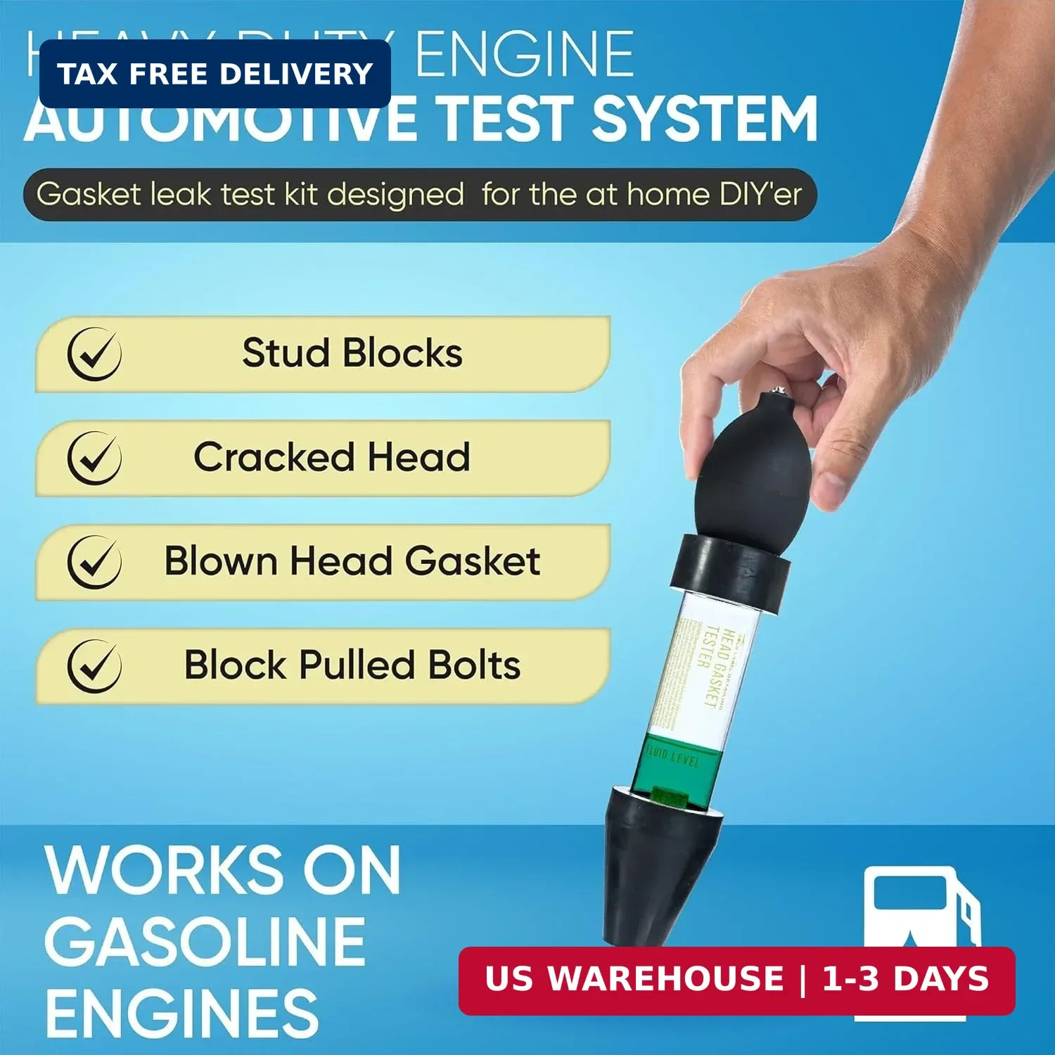 Combustion Leak Detector Kit – 100+ Tests Automotive Engine Block and Head Gaske