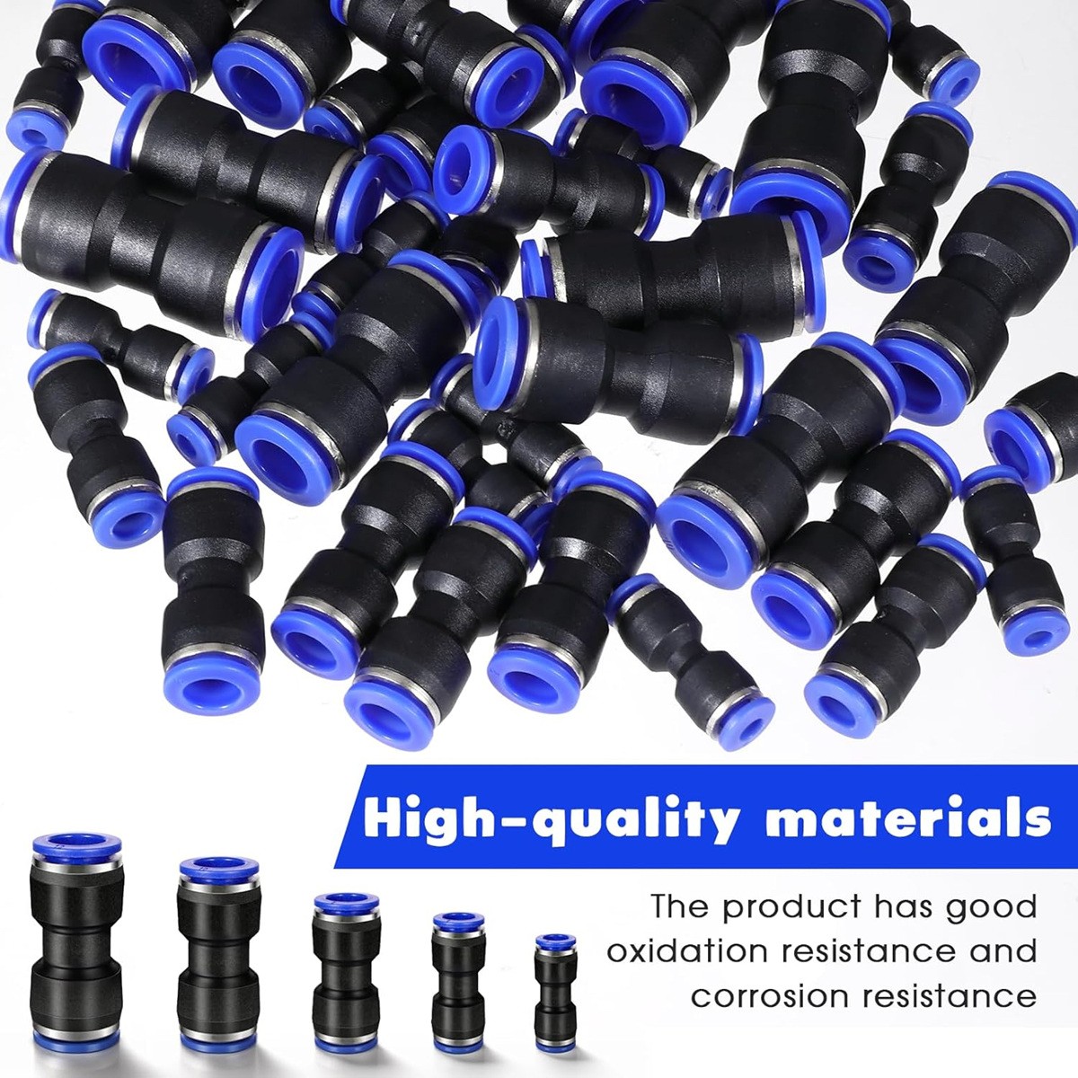 50PCS Air Line Fittings Straight Push Quick Release Connect Pneumatic Connectors
