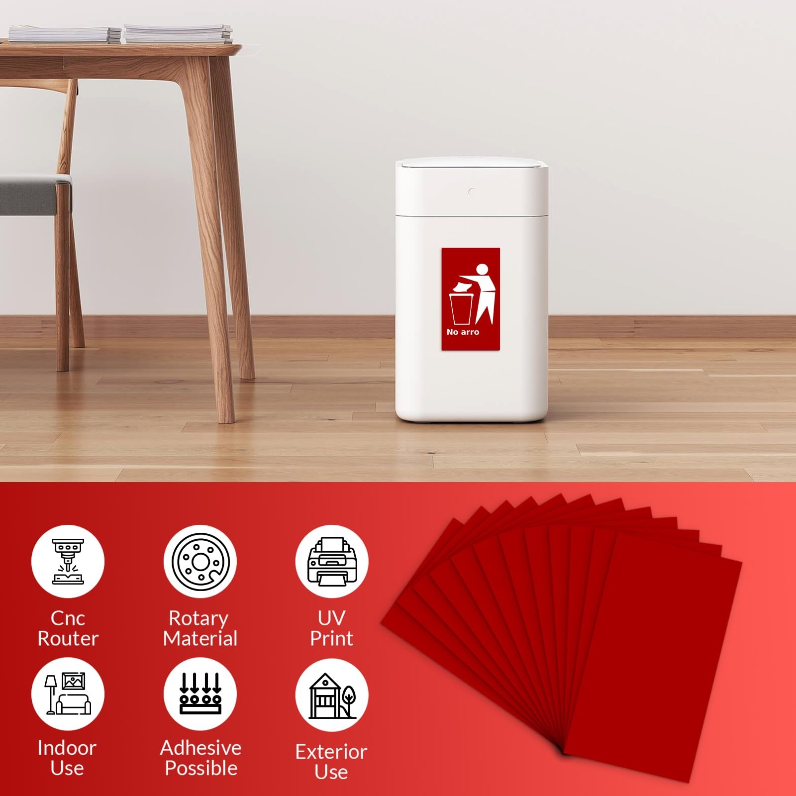 Laser Engraving Blank Red ABS Double Color Plastic Sheet 11.8×6.49×0.05 In