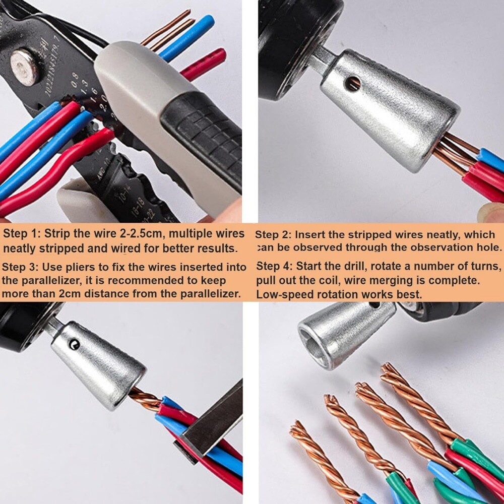 5PCS Wire Stripping Twisting Tool, Electrical Drill Stripper Cable Nut Twister
