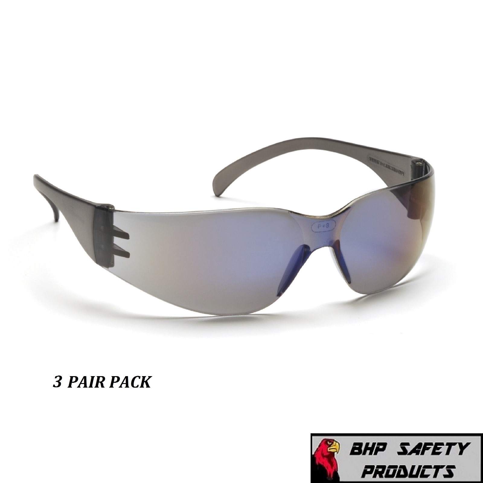 PYRAMEX INTRUDER SAFETY GLASSES BLUE MIRROR LENS SUNGLASSES S4175S (3 PAIR)
