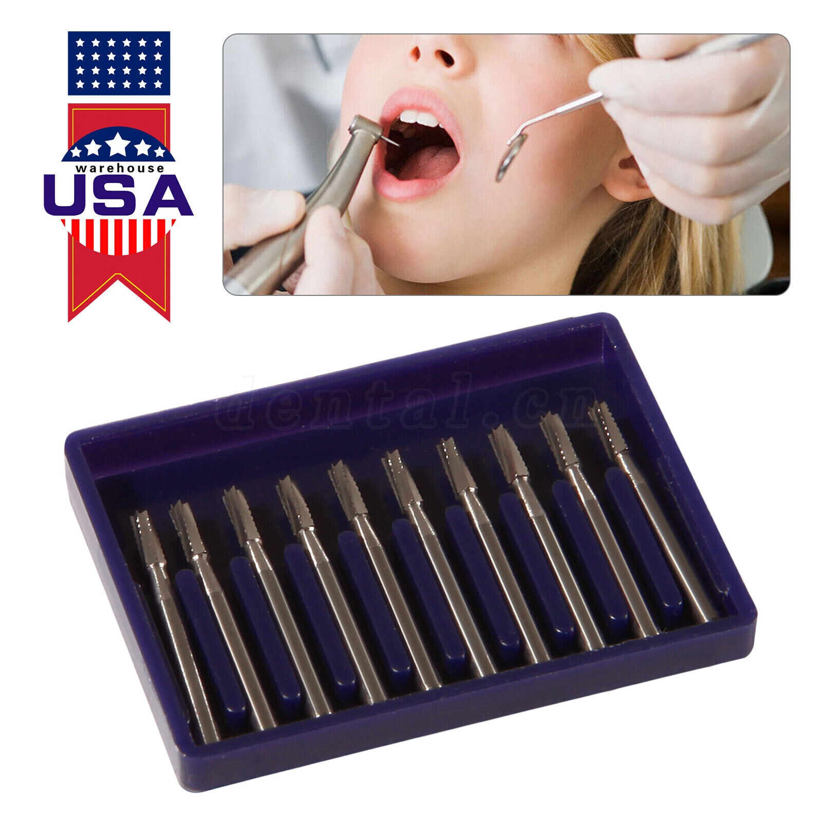 Dental Carbide Burs Tungsten Steel Bur FG 558 Pear for High Speed Handpiece