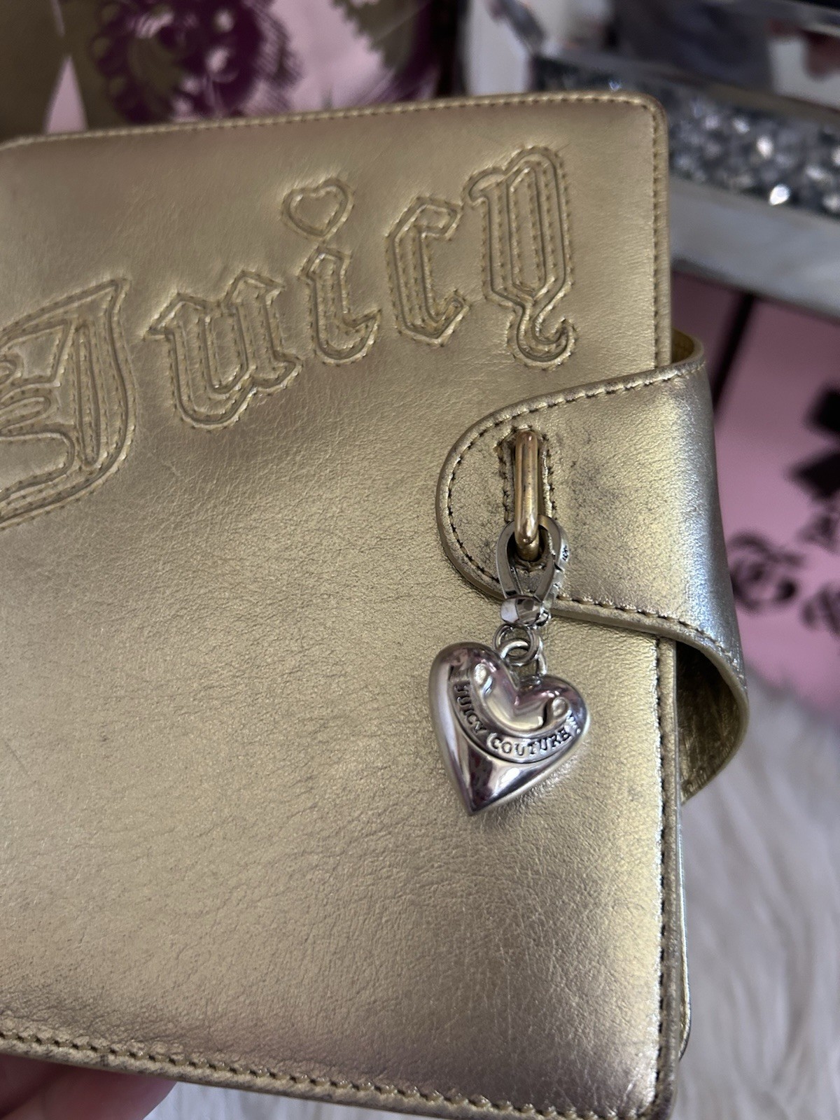 Y2K VINTAGE JUICY COUTURE METALLIC GOLD LEATHER JOURNAL DIARY RARE