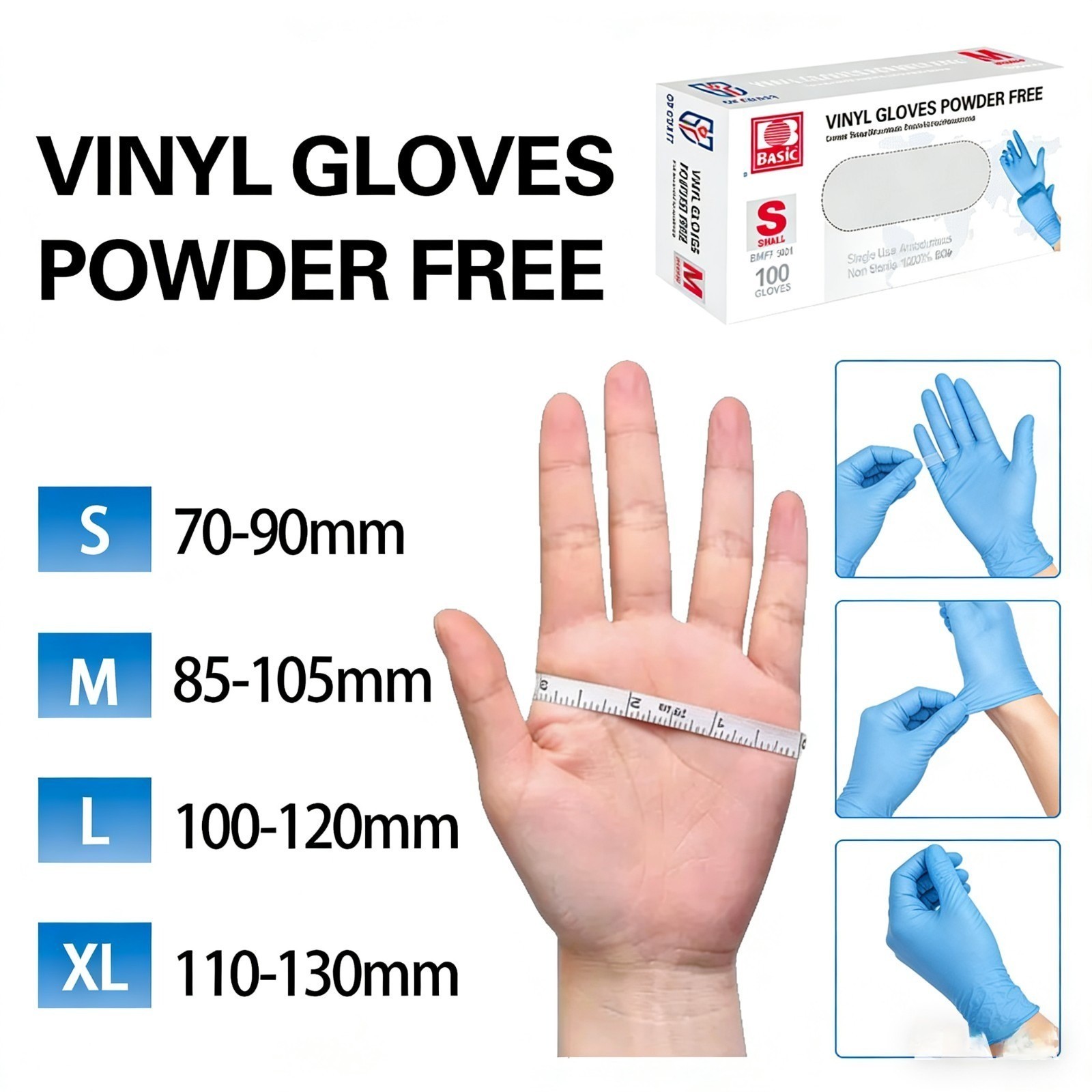 100-Count Blue Vinyl Exam Gloves: Powder-Free & Latex-Free