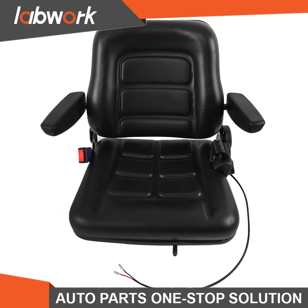 Labwork Universal Adjustable Forklift Tractor Seat Suspension Seat w/Safety Belt