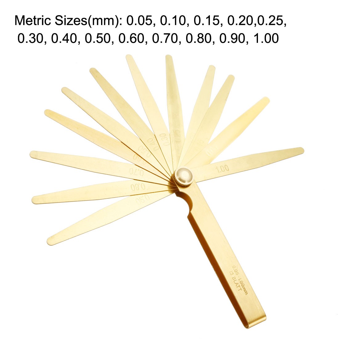 Metric Thickness Feeler Gauge 0.05-1mm 13 Blades Brass Measuring Tool