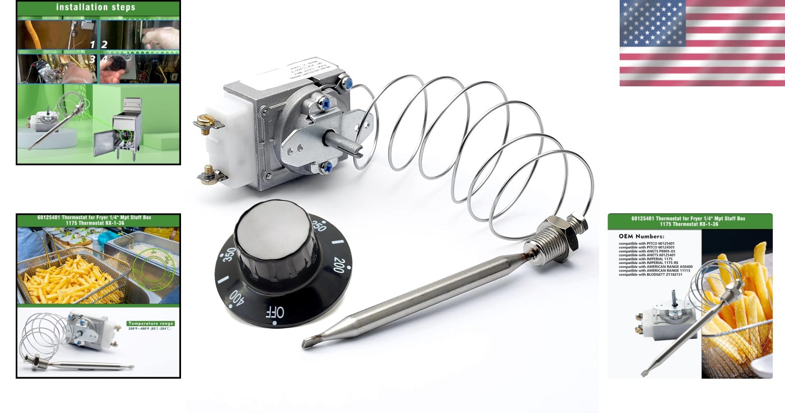 Precision Fryer Thermostat 200-400F – Stainless Steel