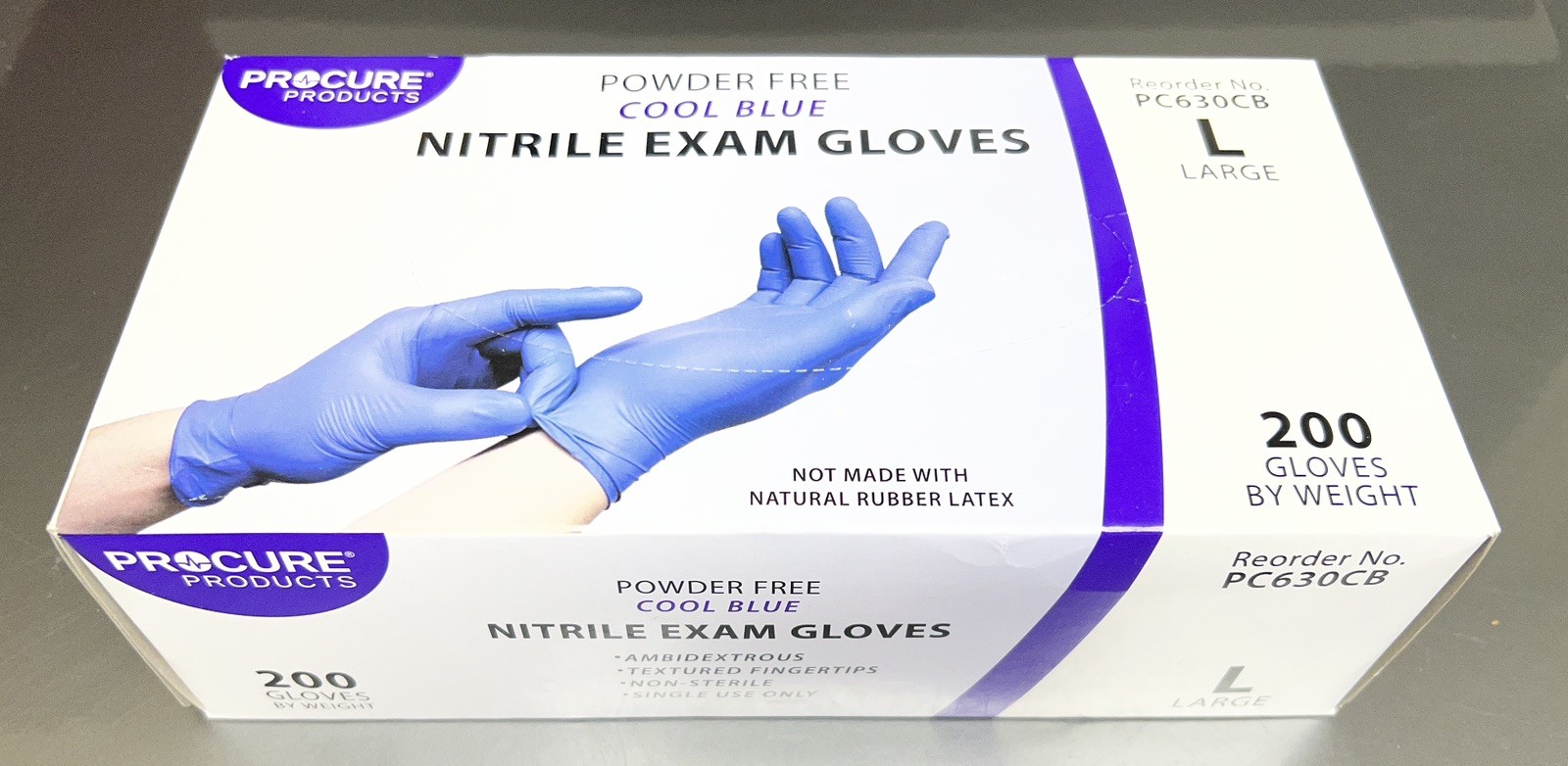 Procure Nitrile Exam Gloves #PC630CB, Powder Free, Blue, Large, 1 Box – Qty 200