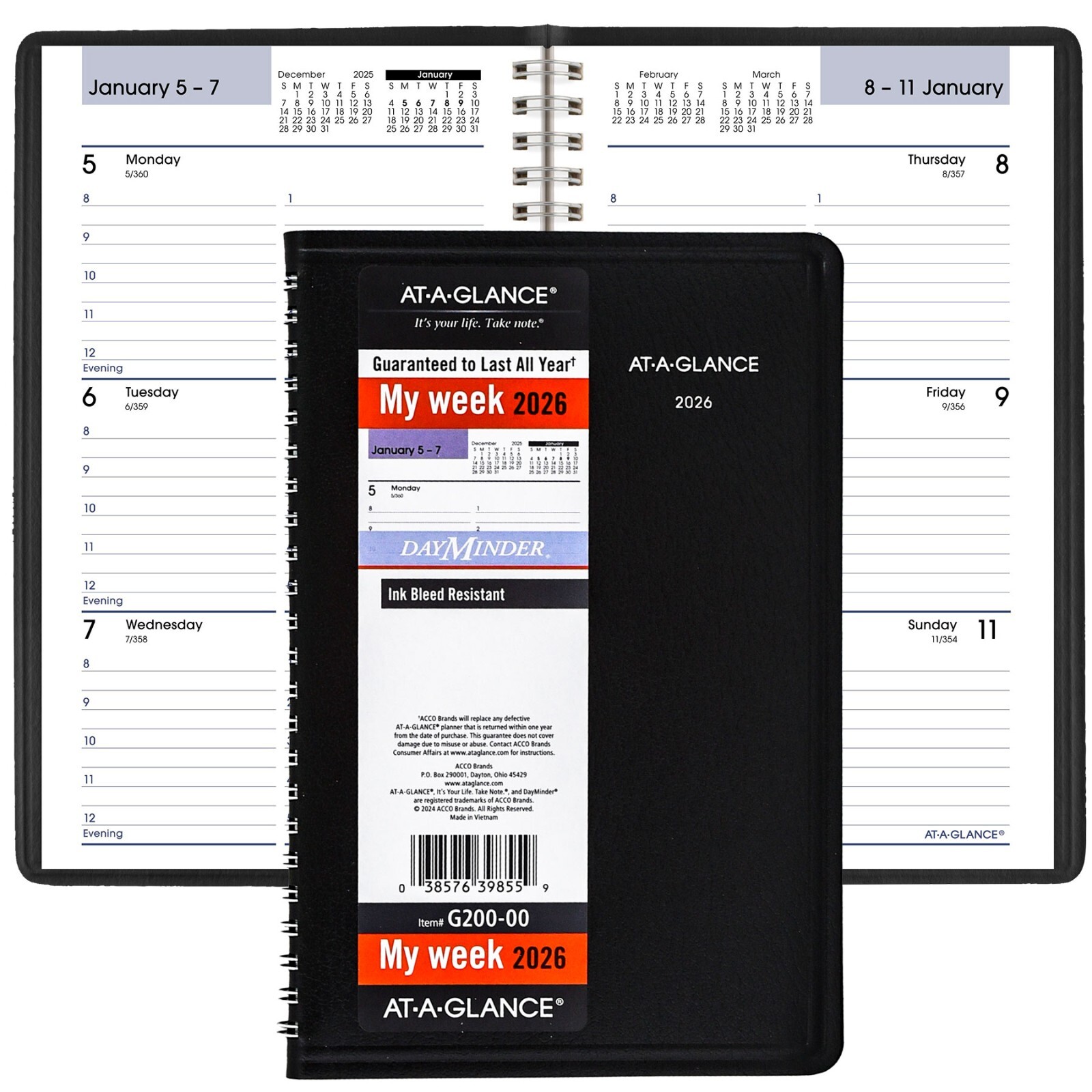 2026 At-A-Glance DayMinder G200-00 Weekly Appointment Book, 5 x 8″