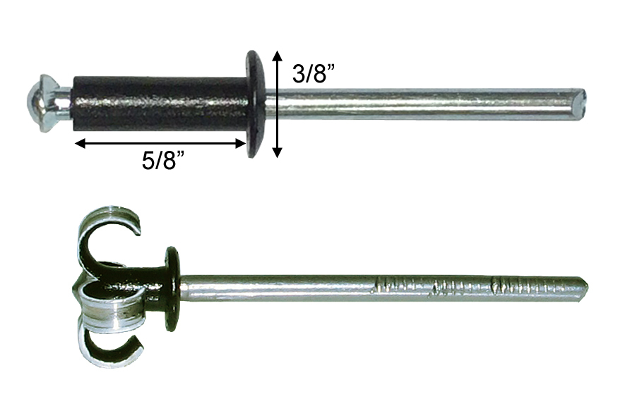 100 3/16″ Small Head Black Painted Aluminum Exploding Pop Rivets #1283