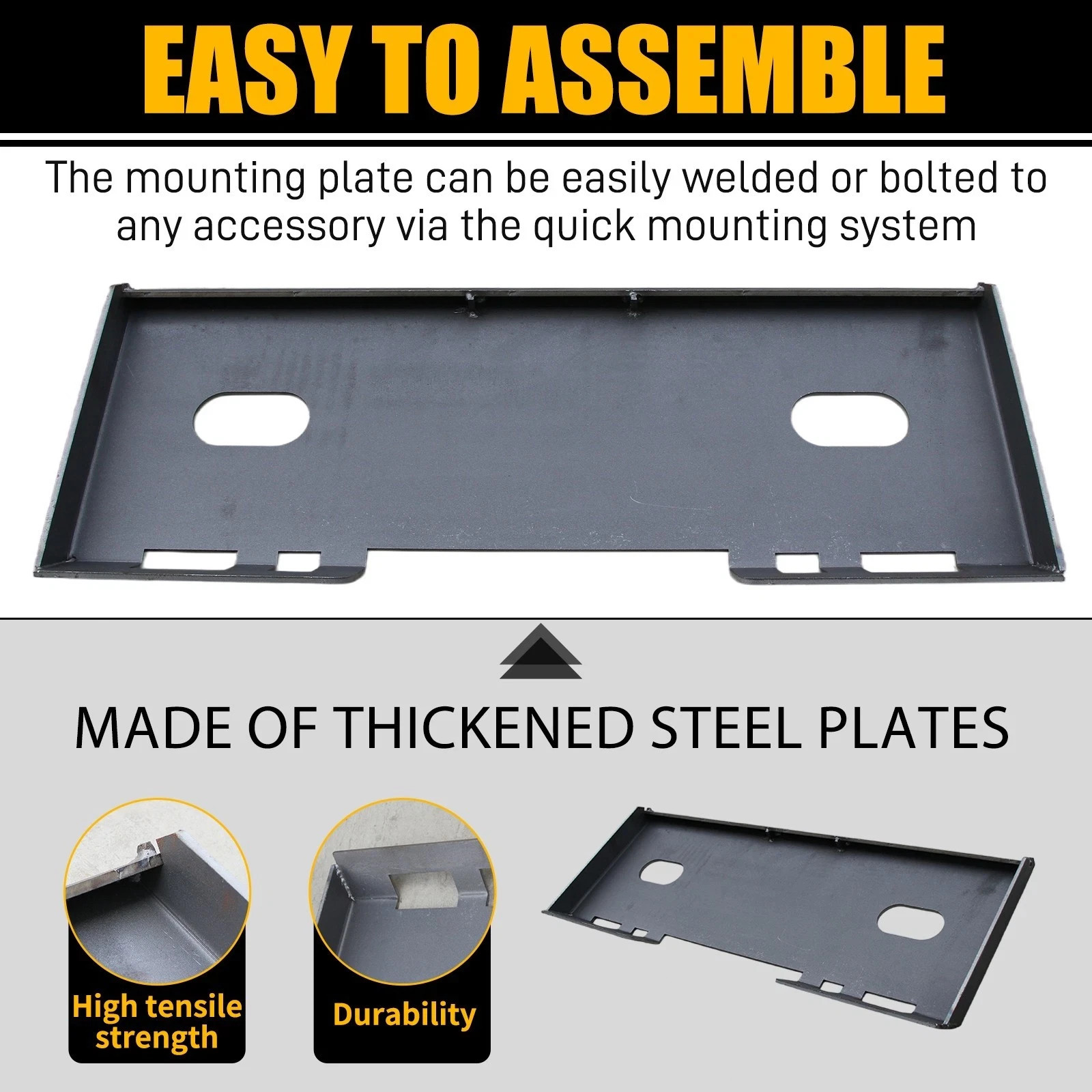 NEW 1/2″ Quick Tach Attachment Skid Steer Mount Plate Adapter Loader