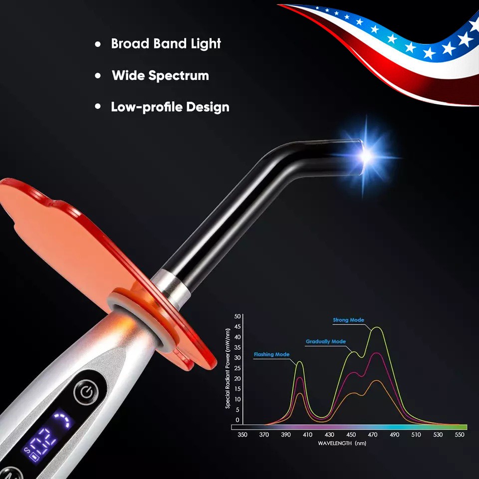 Dental LED Cure Curing Light Lamp 2000mw 5W Tool Resin Cure Cordless Wireless
