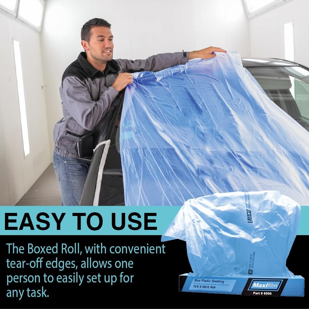 LAUCO MAXIFILM 20ft x 250 ft Roll of Blue Overspray Paintable Plastic Sheeting